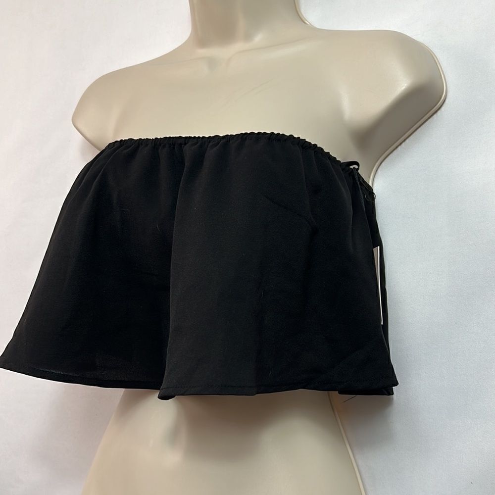 Superdown Revolve Black ruffle strapless bandeau … - image 2
